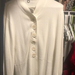 Elegant White Button-Up Sweater